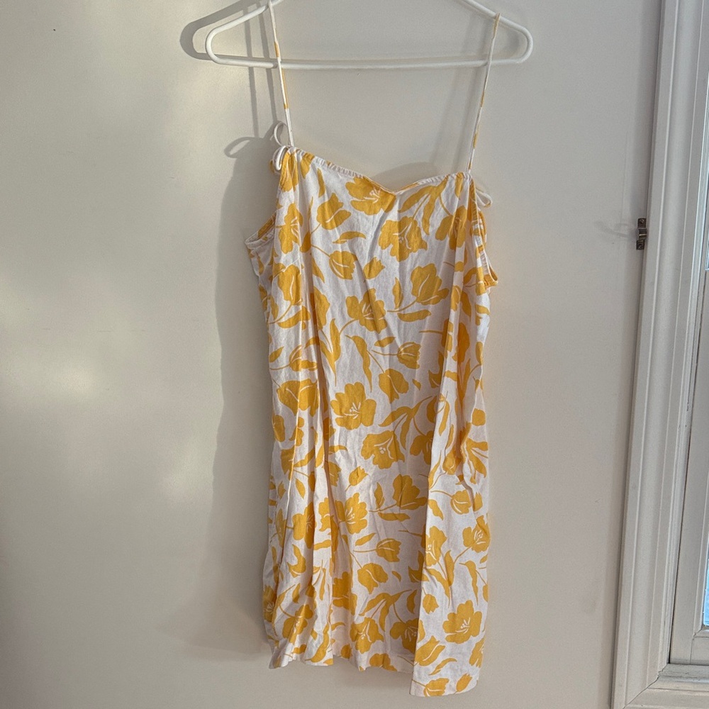 Yellow Floral Spaghetti Strap Dress